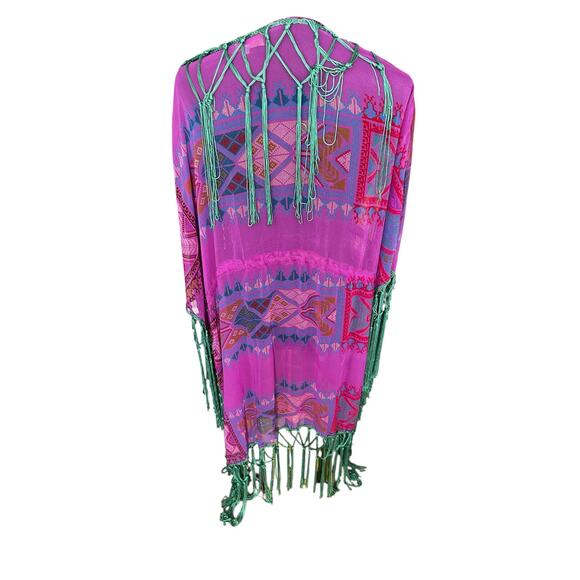 Antica Sartoria Purple Boho Aztec Pattern Duster Cardigan Size XL-Boho, Ethereal - Picture 6 of 8